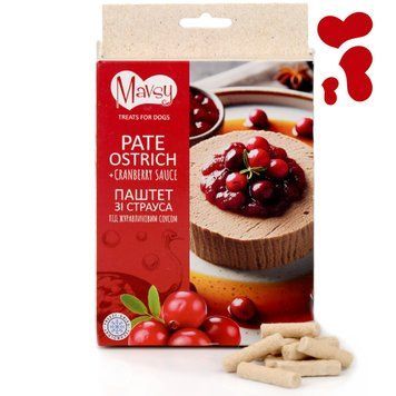 Лакомство для собак от 3-х месяцев Mavsy Freeze dried PATE OSTRICH WITH CRANBERRY SAUCE паштет из страуса под клюквенным соусом, 50 г FDMAVSY04 фото