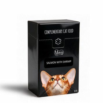 Ласощі кремові для котів Mavsy SALMON FILLET & SHRIMP з філе лосося та креветками, 15 г (30 шт) MAVSY0230 фото